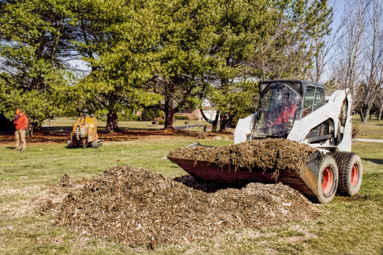 Clearing wood chips with out Bobcat